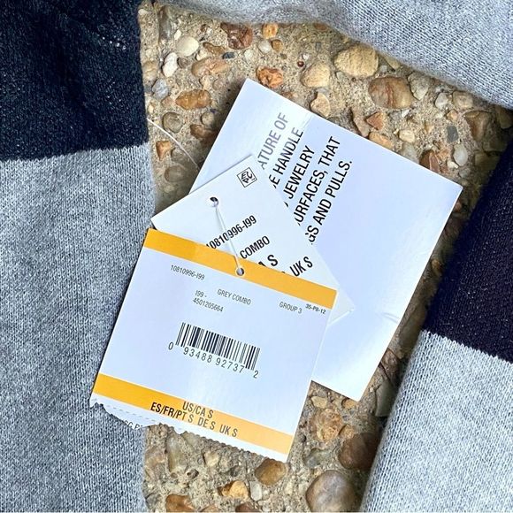 NWT Kasper Color Block Open Front Oversized Grey Gray Combo Cardigan Size S - Picture 6 of 11